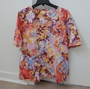 Denim & Co T-Shirt Elbow Sleeve Top - Size XL NWOT